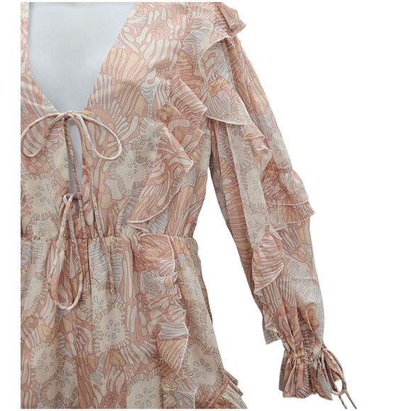 NWT Ted Baker Romper Womens Size 6 Ted Baker Size 2 Irvete Printed Ruffled Boho - Picture 5 of 15